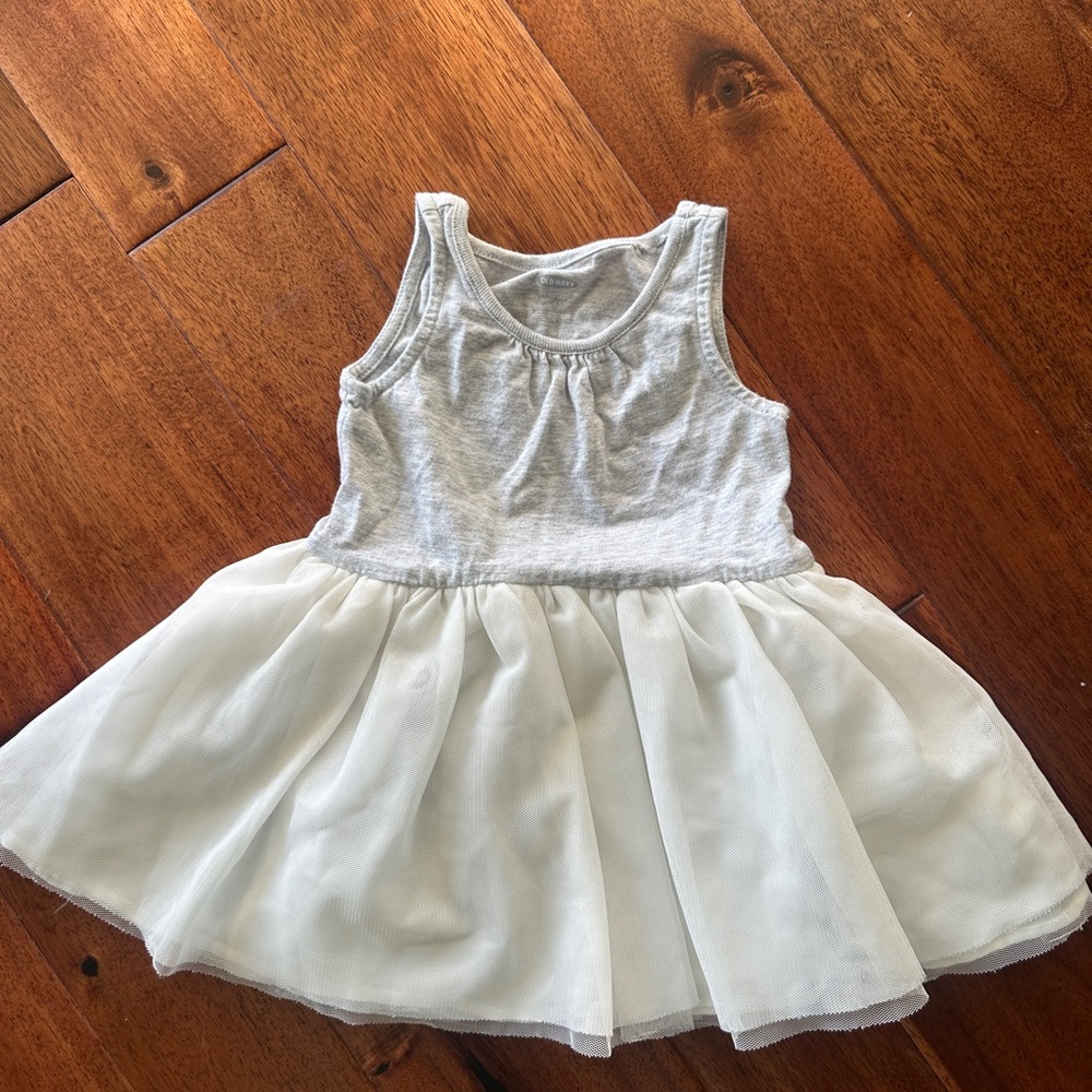 Old Navy Gray Knit Top & white skirt dress